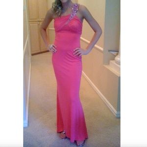 Bejeweled One Shoulder Formal Dress